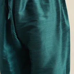 SOJANYA Men Teal Kurta with Churidar & Nehru Jacket image 4