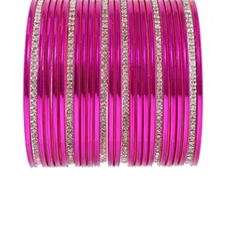 NMII Set Of 26 Zircon Studded & Glossy Finished Metal Bangles-91