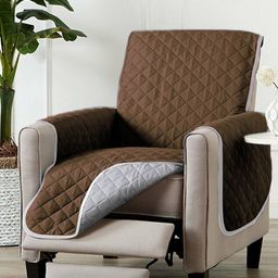 Cortina Brown & Grey Quilted 1-Seater Reversible Sofa Cover With Arms-image-40