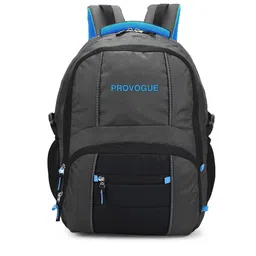 Provogue Adult Grey & Blue Brand Logo Backpack with Reflective Strip-53