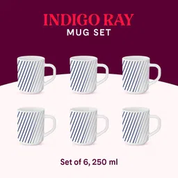 Larah by BOROSIL White 6 Pieces Printed Opalware Matte Mugs 250 ML Each image 4