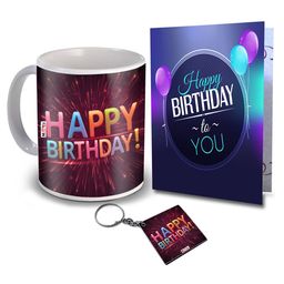 ME & YOU  Maroon & Blue Coffee Mug Birthday Greeting Card & Keychain Home Gift Set-image-53