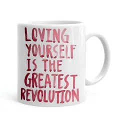 Khakee White & Red Printed Ceramic Glossy Mug 325 ml-17