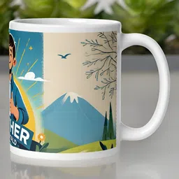 bettergiftflowers White & Blue Printed Ceramic Glossy Mugs 350 ml-46