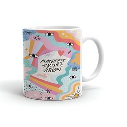 Khakee White & Orange Printed Ceramic Microwave Safe Glossy Mug 325 ml-31