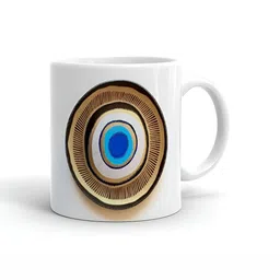 Khakee White & Blue Printed Glossy Microwave Safe Mugs 325 ml-image-72
