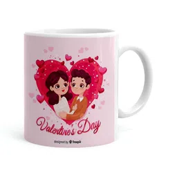 Khakee White & Pink Printed Ceramic Glossy Mug 325 ml-8