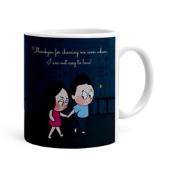 Khakee White & Blue Text or Slogans Printed Ceramic Glossy Mug 325 ml-5