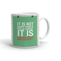 Khakee White & Green Printed Ceramic Glossy Microwave Safe Mug 325ml-18