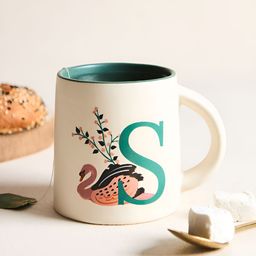 Chumbak Off White & Blue Printed Ceramic Glossy Mug 300 ml-36