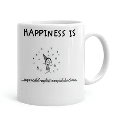 Khakee White & Black Printed Microwave Safe Ceramic Glossy Mug 325 ml-51