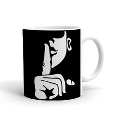 Khakee White & Black Printed Glossy Microwave Safe Mugs 325ml-56