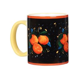 KOLOROBIA Black & Orange Printed Ceramic Coffee Mug - 325 ML-15