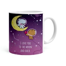 Khakee White & Purple Printed Ceramic Glossy Mugs 325 ml-16