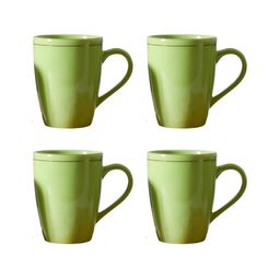 Femora Green 4 Pieces Ceramic Dishwasher Safe Glossy Mugs 360 ml Each-16