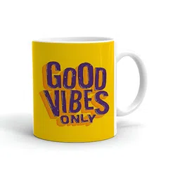 Khakee White & Yellow Typography Printed Ceramic Microwave Safe Glossy Mug 325 ml-5