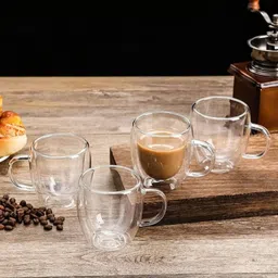 MARKQUES Transparent 2 Pieces Double Wall Glass Coffee Mugs 250 ml Each-50