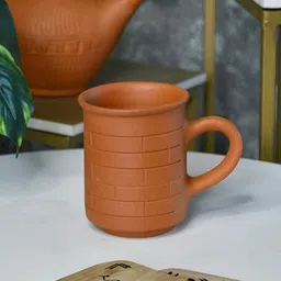SOWPEACE Brown Handcrafted Textured Terracotta Matte Mugs Set of Cups and Mugs-5