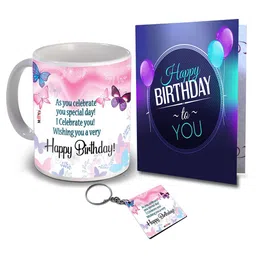 ME & YOU Blue 3pcs Printed Ceramic Coffee Mug with Card & Keychain Happy Birthday Gift Set-image-87