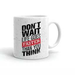 Khakee White & Black Text or Slogans Printed Glossy Microwave Safe Mugs 325ml-32