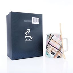 giBOX White & Gold-Toned Printed Ceramic Matte Mugs Set of Cups and Mugs-38