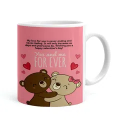 Khakee White & Pink Printed Ceramic Glossy Mugs 325 ml-26