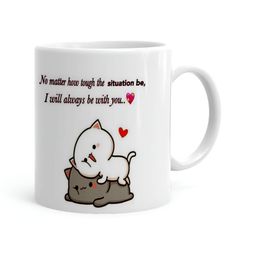 Khakee White & Grey Text or Slogans Printed Ceramic Glossy Mug 325 ml-14