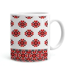 Khakee White & Red Printed Ceramic Glossy Microwave Safe Mug 325ml-image-54