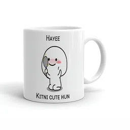 Khakee White & Black Text or Slogans Printed Ceramic Glossy Mug 325 ml-40