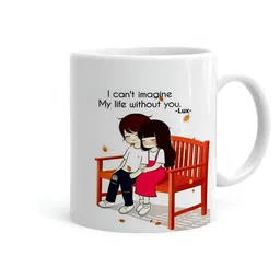 Khakee White & Red Printed Ceramic Glossy Mug-23