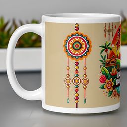 bettergiftflowers Beige Raskhabandhan Printed Ceramic Glossy Mugs 350 ml-image-33