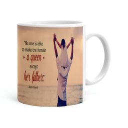 Khakee White & Beige Printed Microwave Safe Ceramic Glossy Mug 325 ml-34