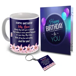 ME & YOU Navy Blue 3 Pieces Printed Mug & Card with Keychain Home Gift Set-image-82