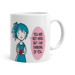 Khakee White & Pink Printed Ceramic Glossy Mug 325 ML-14