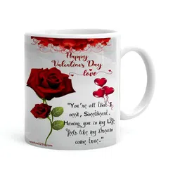 Khakee White & Red Text or Slogans Printed Ceramic Glossy Mug 325 ml-14