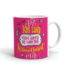 Khakee White & Pink Printed Ceramic Glossy Mug 325 ml-55