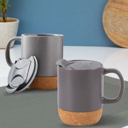 JCPL Grey Solid Ceramic Glossy Cups and Saucers Set of Cups and Mugs-4