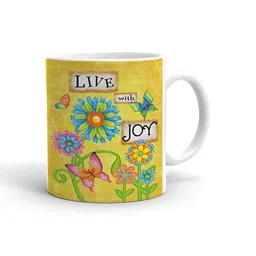 Khakee White & Yellow Graphic Printed Microwave Safe Ceramic Glossy Mug 325 ml-image-90