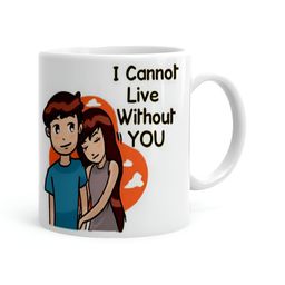 Khakee White & Black Printed Microwave Safe Ceramic Glossy Mug 325 ml-43