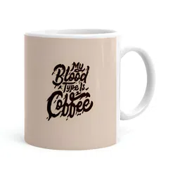 Khakee White & Beige Printed Ceramic Glossy Mugs 325 ml-27