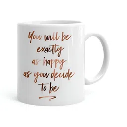 Khakee White & Brown Printed Ceramic Glossy Mug 325 ML-53