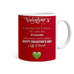 Khakee White & Red Printed Ceramic Glossy Mug 325 ML-17