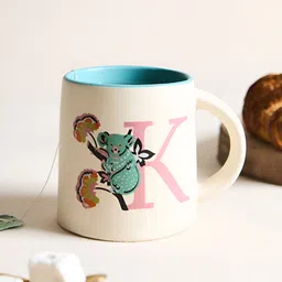 Chumbak Off White & Blue Printed Ceramic Glossy Mug 300 ml-43