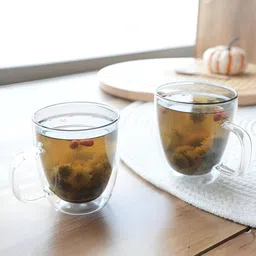 Kuber Industries Grey & Transparent 2 Pieces Glass Mugs 400 ml-image-95