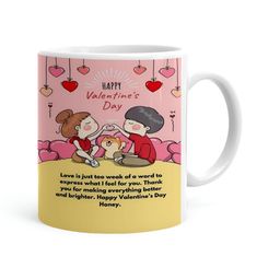 Khakee White & Pink Printed Microwave Safe Ceramic Glossy Mug 325 ml-43