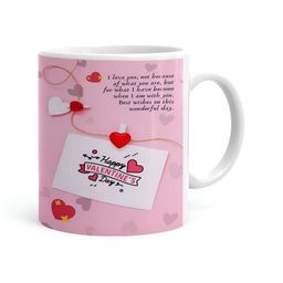 Khakee White & Pink Typography Printed Ceramic Glossy Mug 325 ml-3