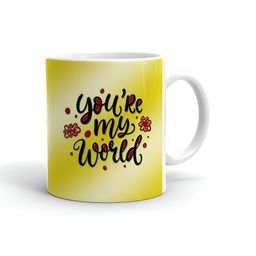 Khakee White & Yellow Printed Ceramic Glossy Mug 325 ml-23