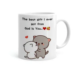 Khakee White & Grey Printed Ceramic Glossy Mugs 325 ml-52