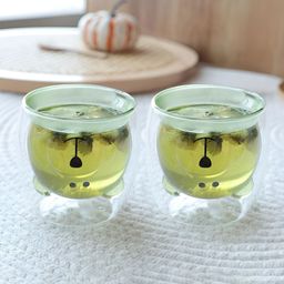 Kuber Industries Green 2 Pieces Glass Transparent Cups-20