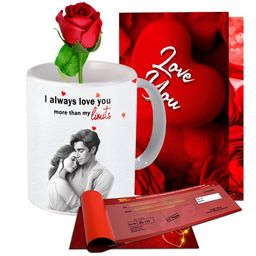 ME & YOU White & Red 4 Pieces Printed Valentine Gift Set-image-98